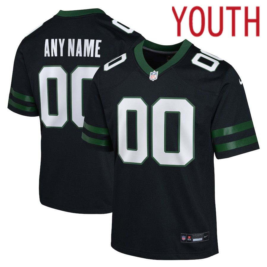 Youth New York Jets Nike Legacy Black Alternate Custom Game NFL Jersey->women nfl jersey->Women Jersey